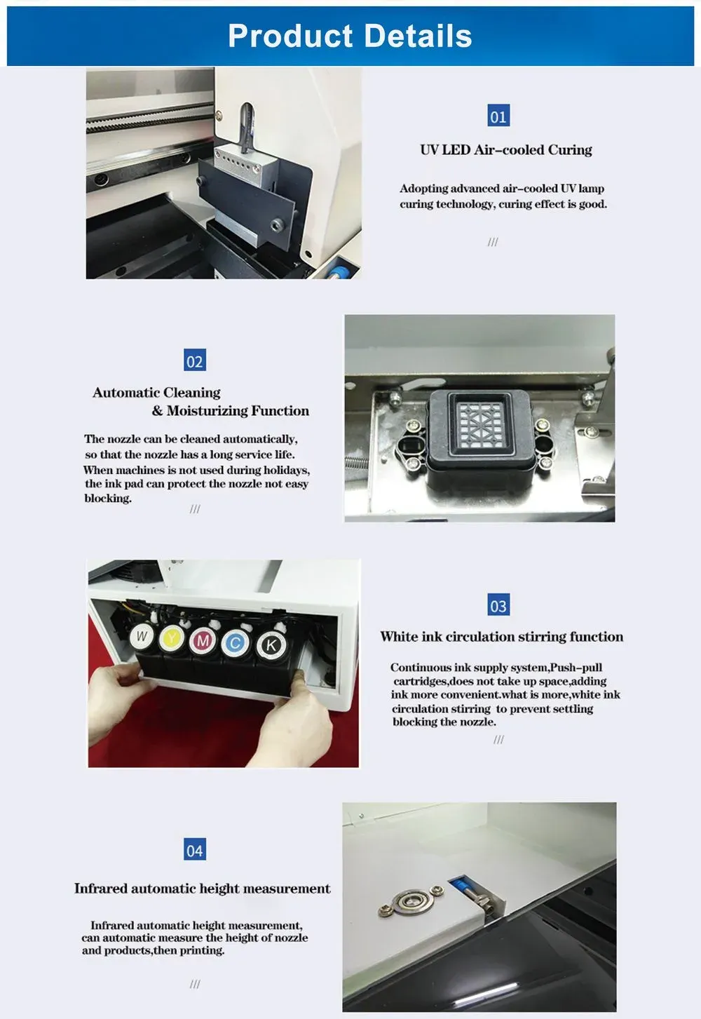3360 glass platform dual nozzle UV printer detail 3