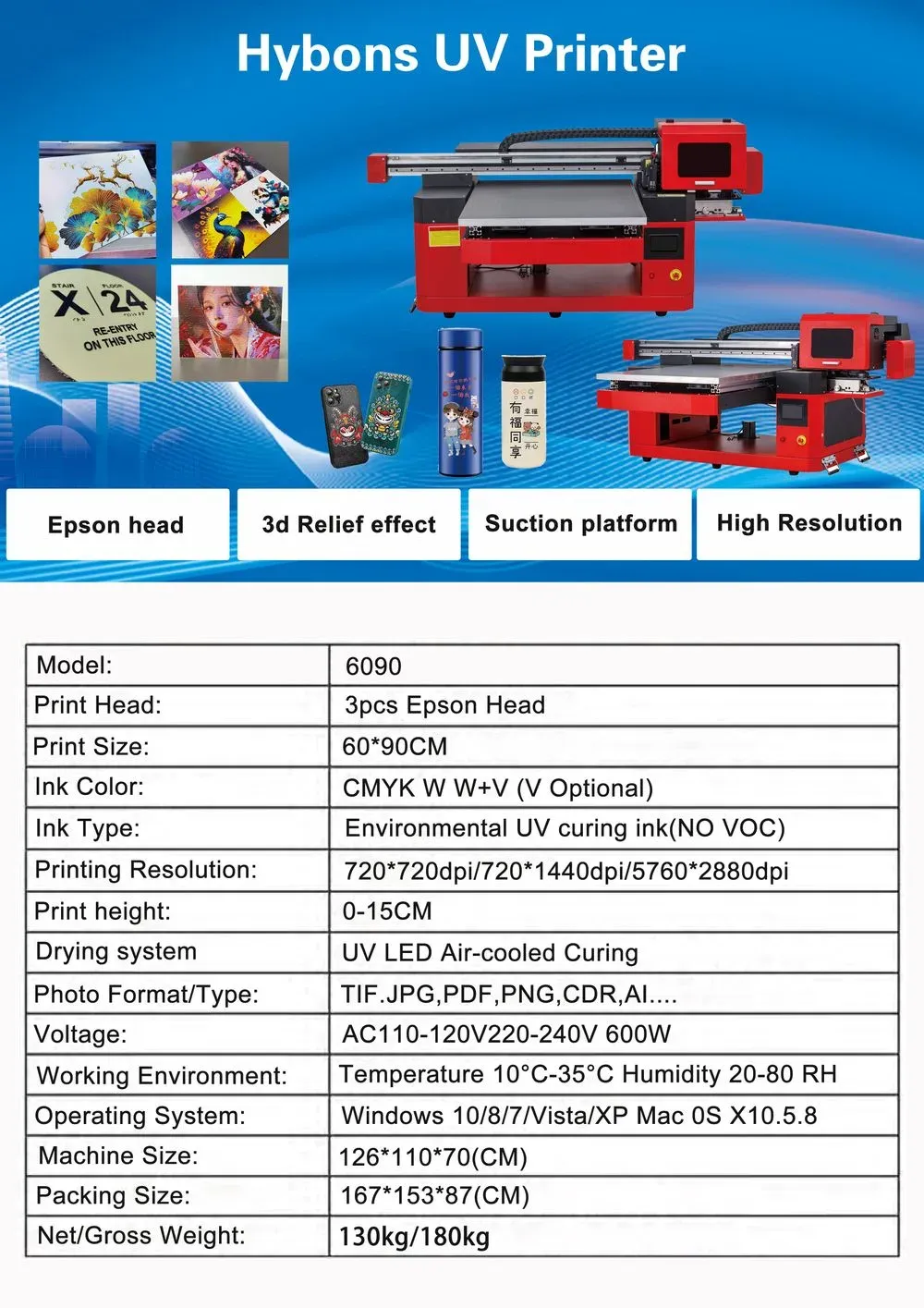 6090 UV Printer for Flatbed Custom Product Decoration detail 1