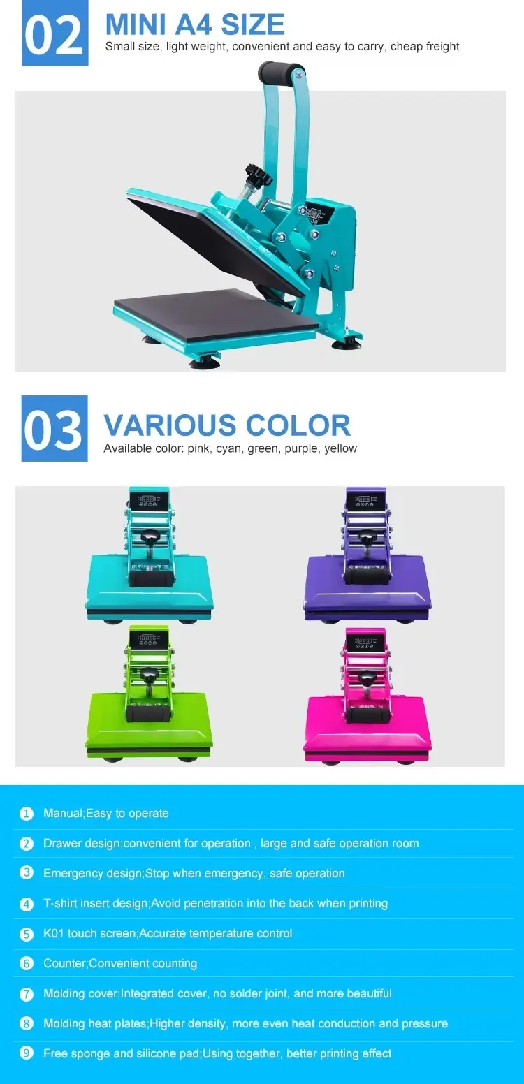 Manual Clamshell Heat Press for T-Shirt Transfer detail 3