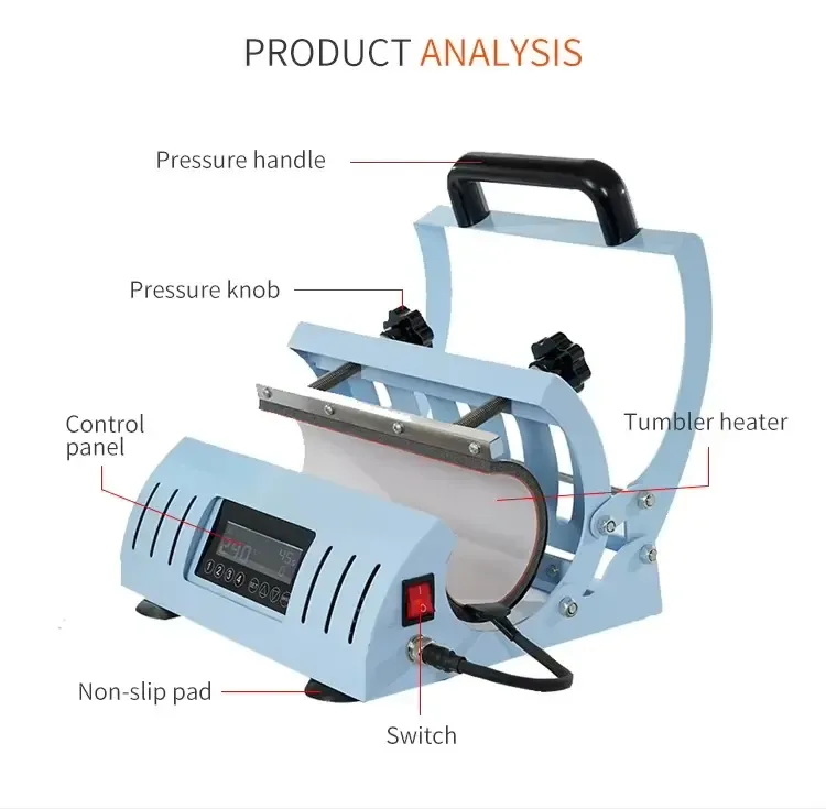 Plancha manual para termos y vasos rectos de 11 oz a 30 oz - detalle 3