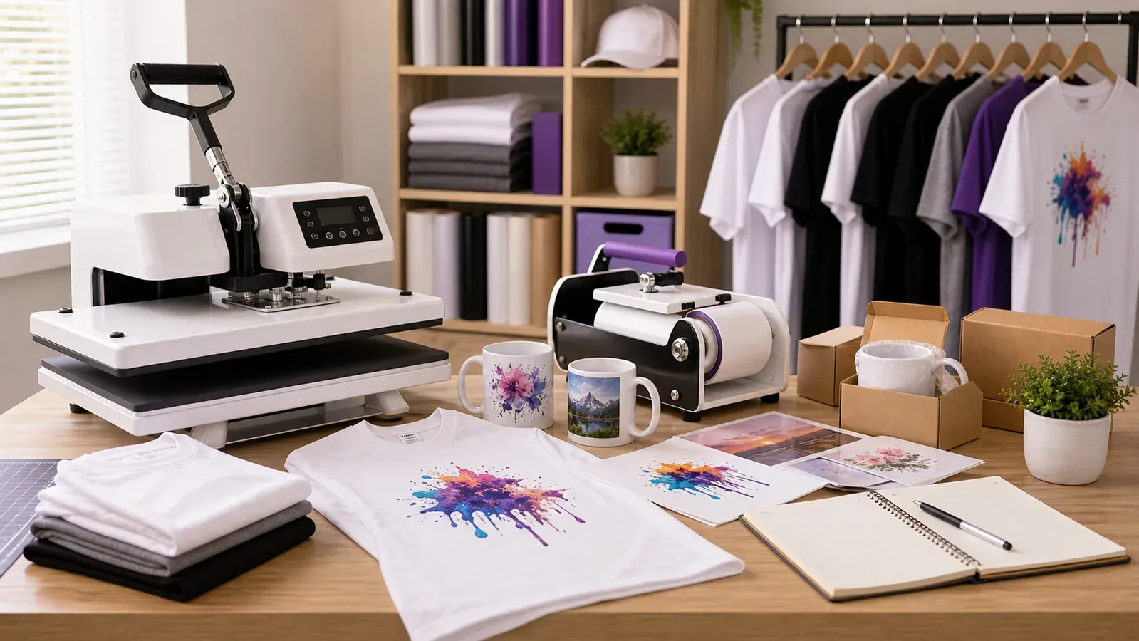 Starter Heat Press Setup for a Custom T-shirt and Mug Workshop