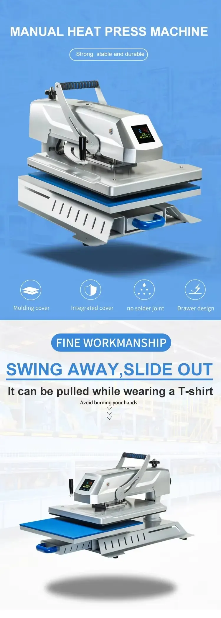 Drawer Type Manual Heat Press Machine for Apparel Sublimation Transfer detail 2