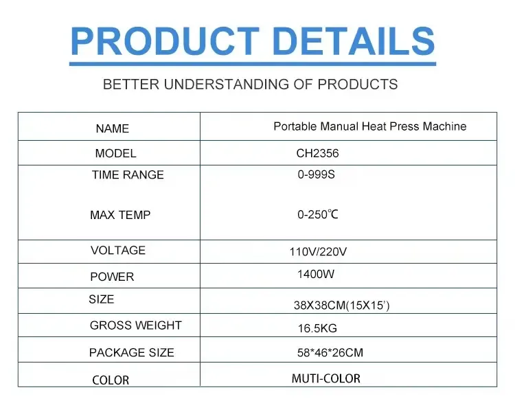Compact Clamshell Manual Heat Press Machine for T-Shirt Customization detail 2