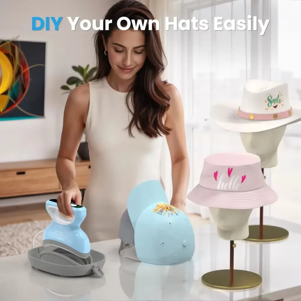 Plancha de mano azul para gorras para transfers pequeños - imagen 4