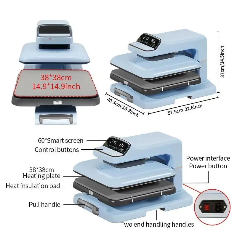 Plancha térmica eléctrica automática para transfer en prendas - detalle 5