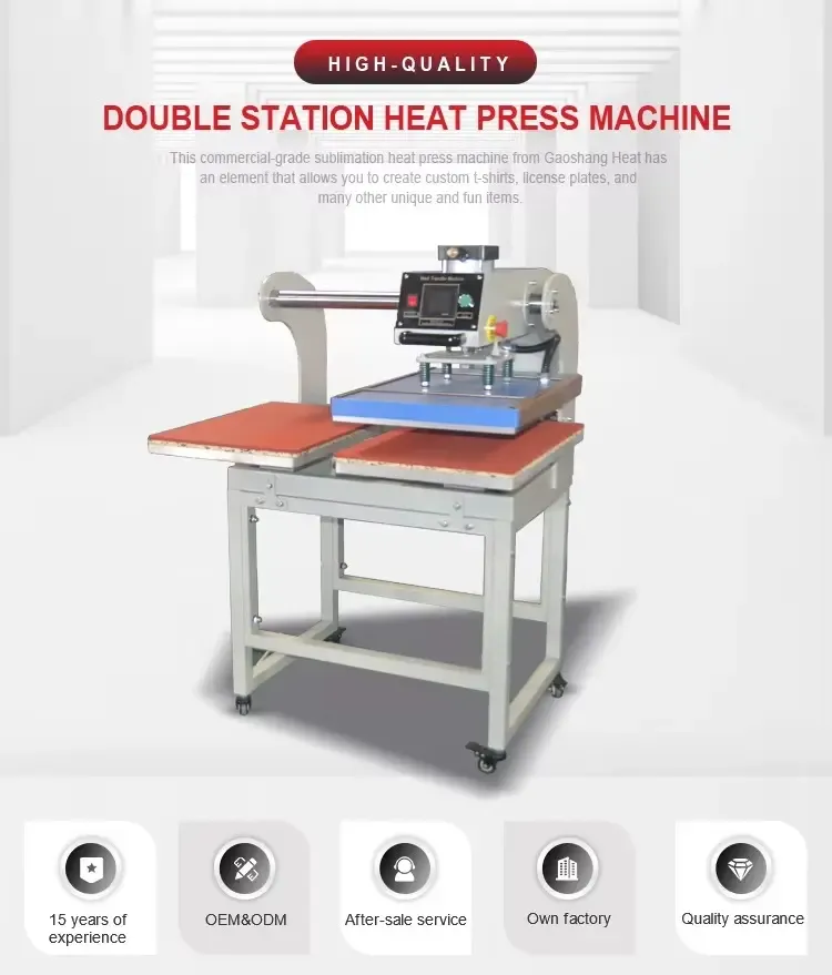 Pneumatic Dual Station Heat Press Machine for Garment Production detail 3
