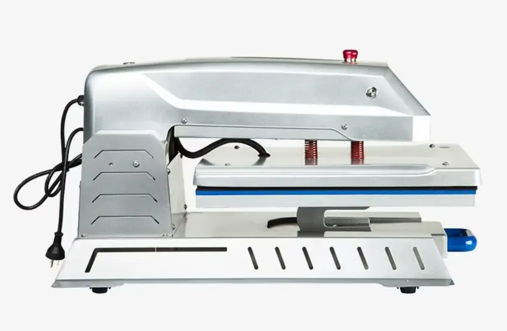 Plancha térmica eléctrica con base de cajón para transfers en prendas - detalle 7