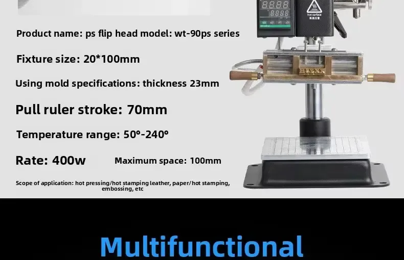 Machine de marquage à chaud WT-90PS à tête basculante pour un marquage de logo précis - détail 1