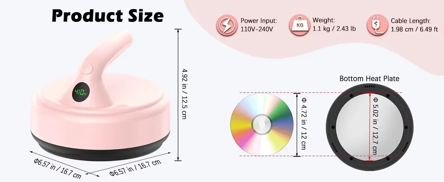 Portable 5-Inch Ceramic Electric Heat Press for Small Transfer Jobs detail 10