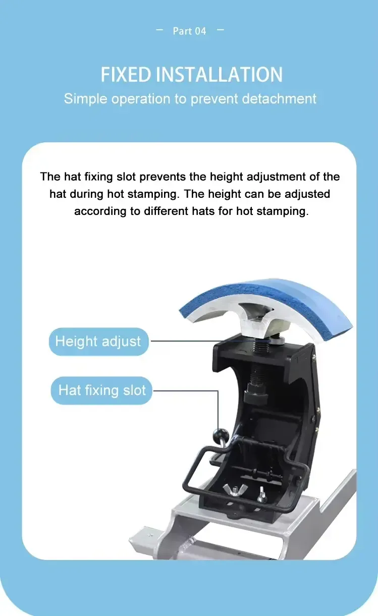 Swing-Away Manual Cap Heat Press Machine for Hat and Logo Transfer detail 7